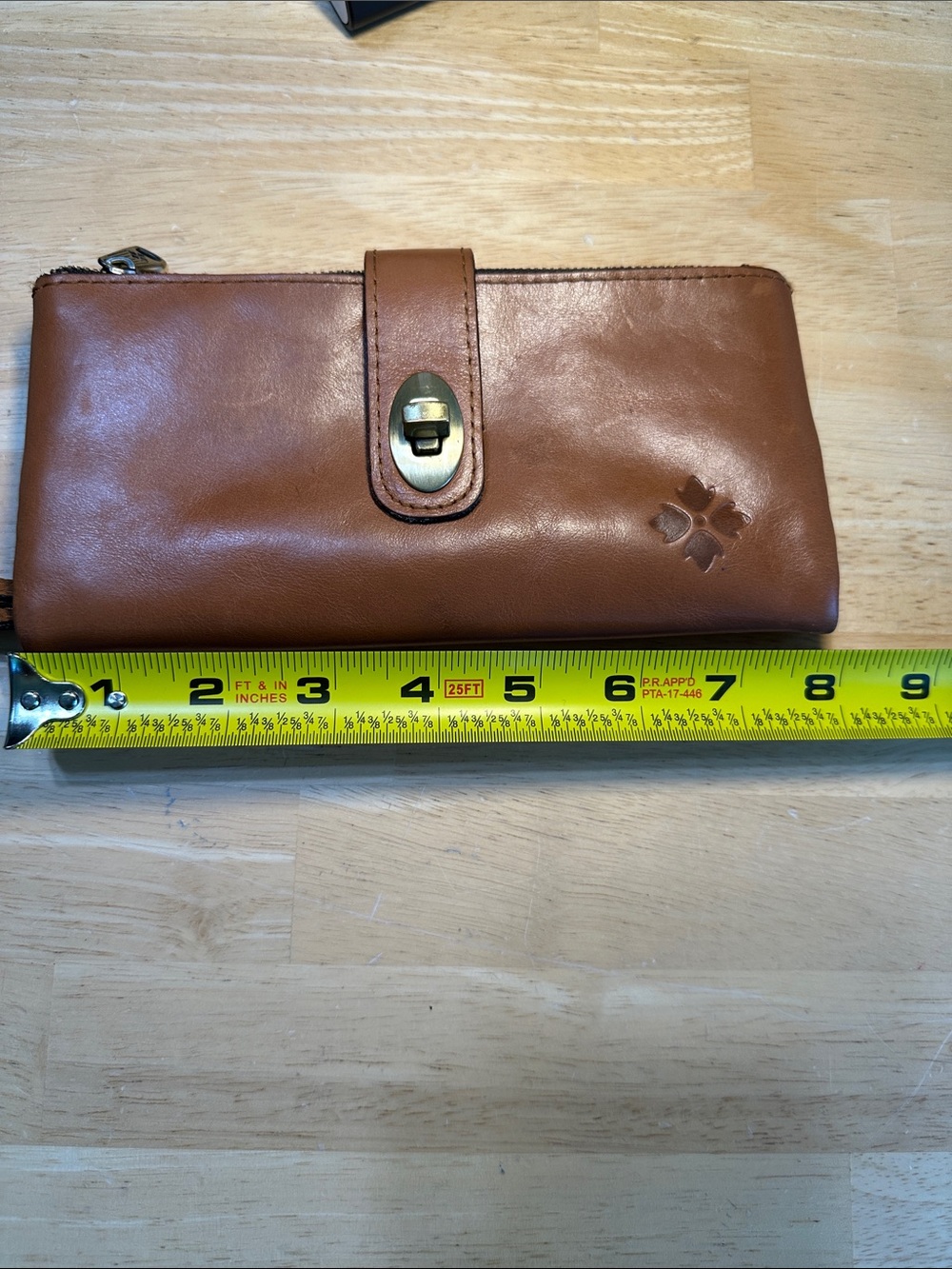Patricia Nash Cognac Brown Leather Wristlet Wallet with Brass Accent - Picture 11 of 16